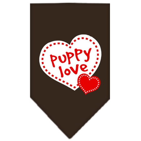Puppy Love Screen Print Bandana Cocoa Large